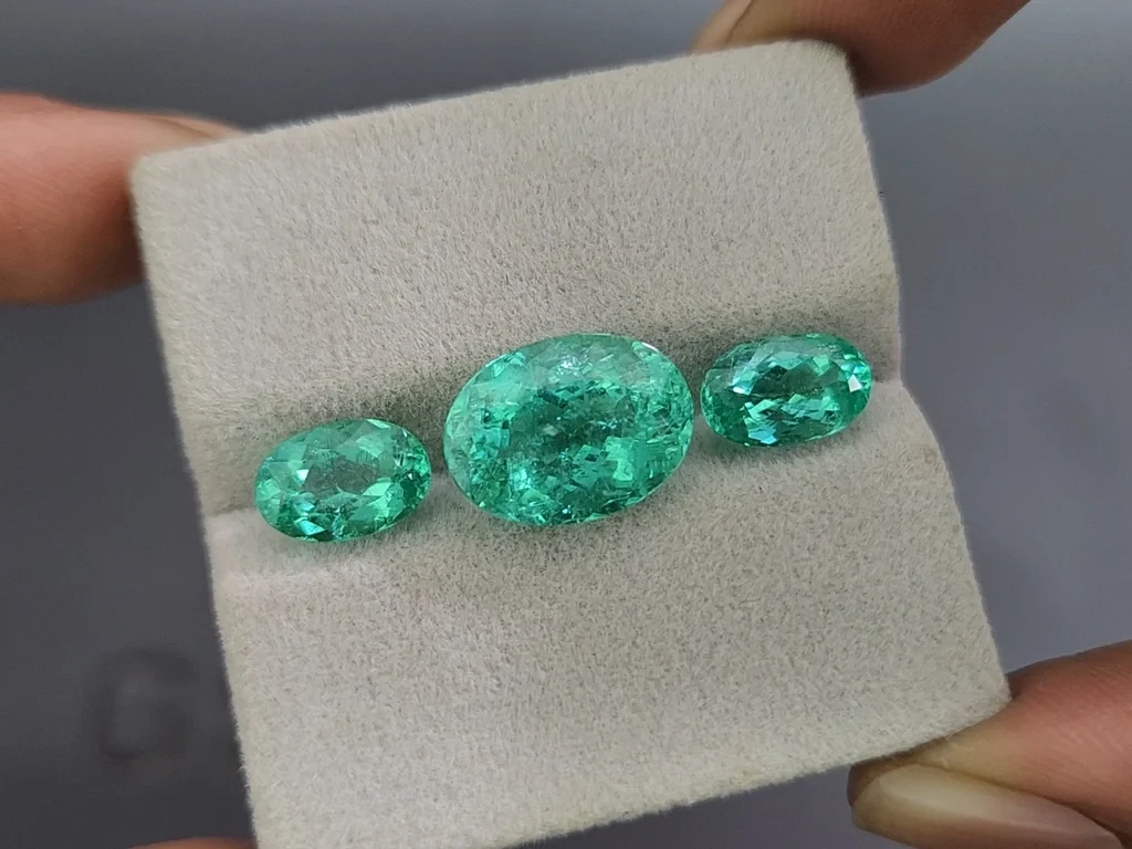 Set of tourmalines Paraiba Neon green oval cut 11.06 carats, Mozambique Image №5