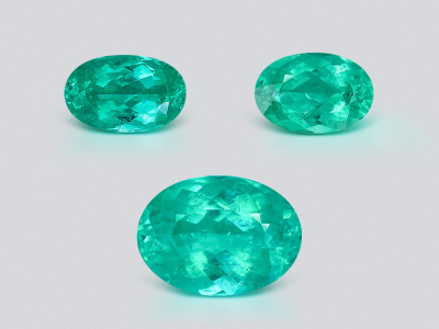 Set of tourmalines Paraiba Neon green oval cut 11.06 carats, Mozambique photo