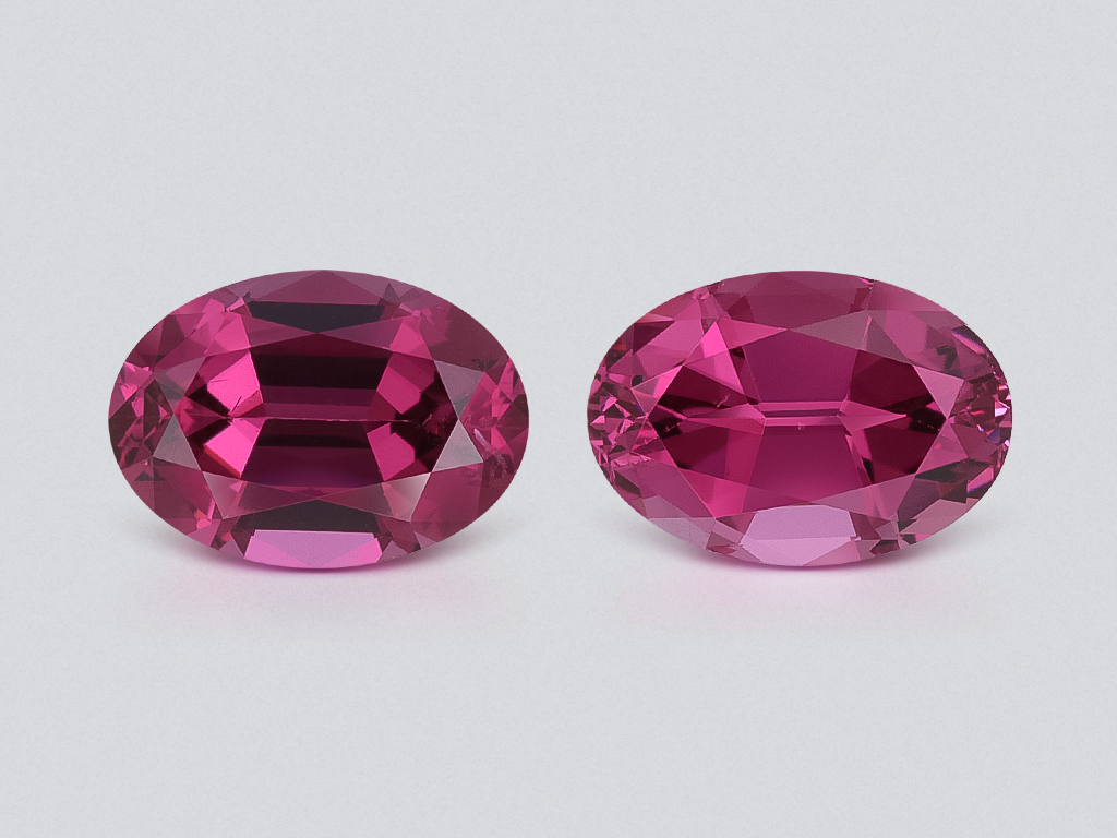 Pair of rhodolite garnets oval cut 2.03 carats, Madagascar Image №1