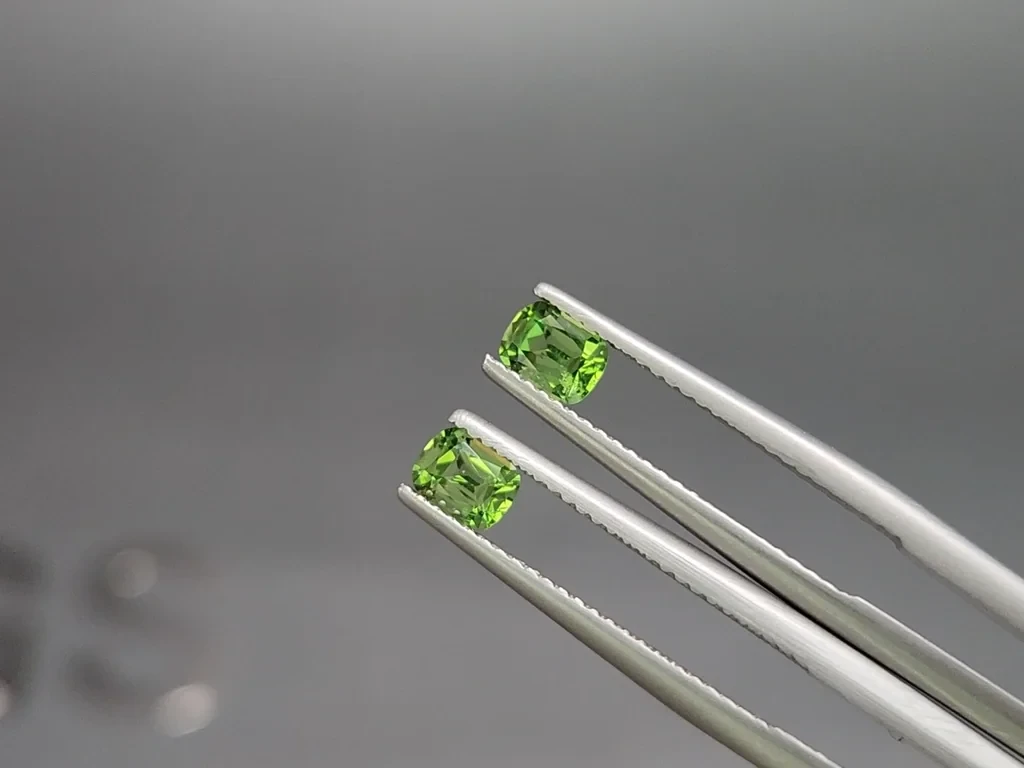 Pair of tsavorite garnets cushion cut 0.92 carats, Tanzania Image №3