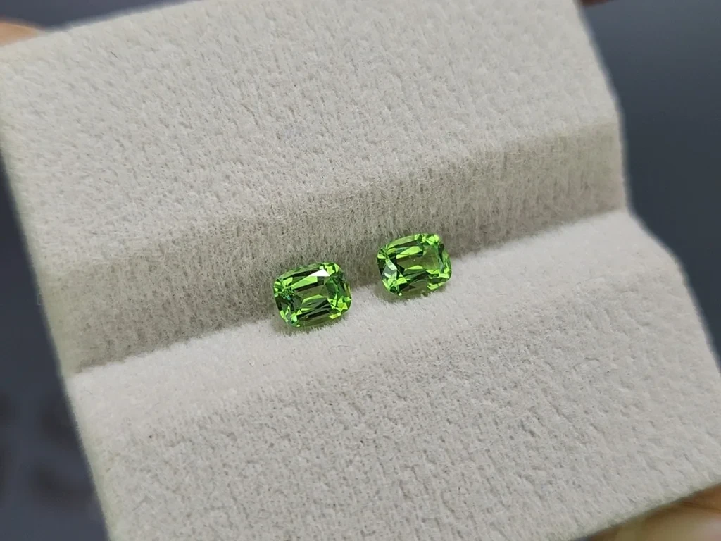 Pair of tsavorite garnets cushion cut 0.92 carats, Tanzania Image №4