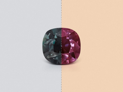 Alexandrite with color change cushion cut 2.10 carats, Brazil photo