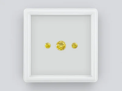 Set of three unheated greenish yellow sapphires 1.30 ct photo