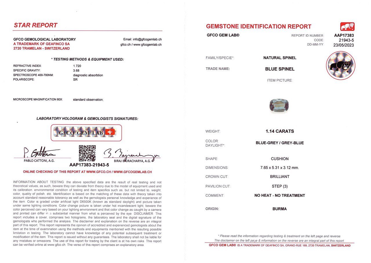 Cushion cut steel spinel 1.14 ct, Burma Image №5