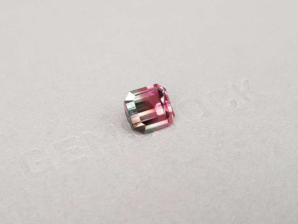 Bi-color pink and green tourmaline 3.23 ct in octagon cut, Congo Image №3