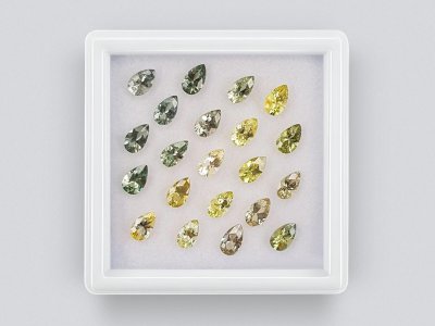 Set of calibrated sapphires 5x3 mm in pear cut 4.56 carats/21 pcs. photo