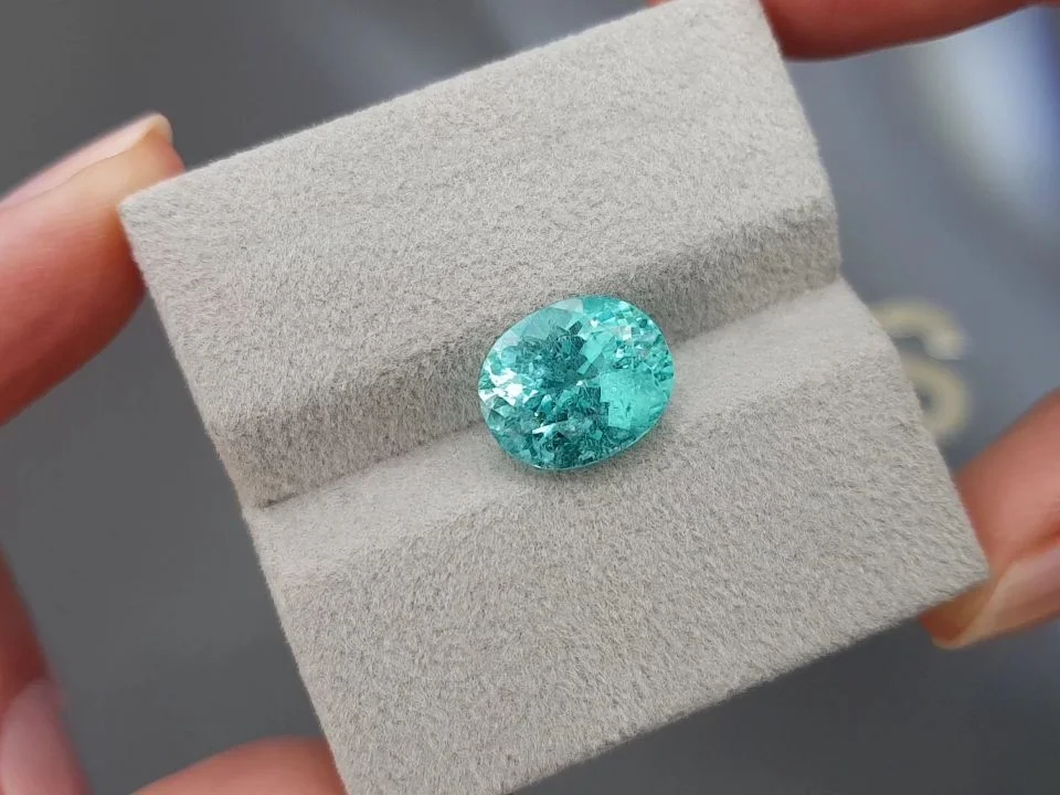 Neon blue Paraiba tourmaline oval cut 4.74 carats from Mozambique Image №4