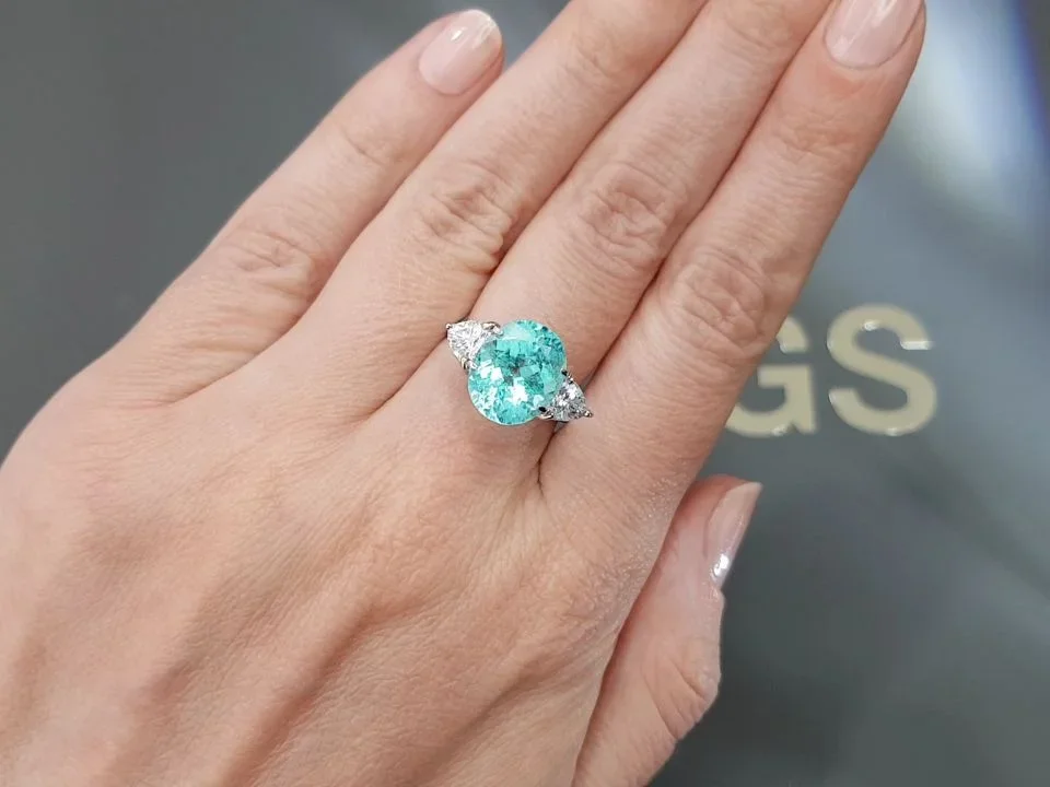 Neon blue Paraiba tourmaline oval cut 4.74 carats from Mozambique Image №5