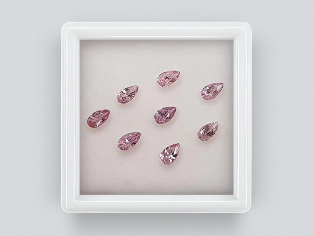 Set of calibrated sapphires 5x3 mm pear cut 1.79 carats/8 pcs Image №1