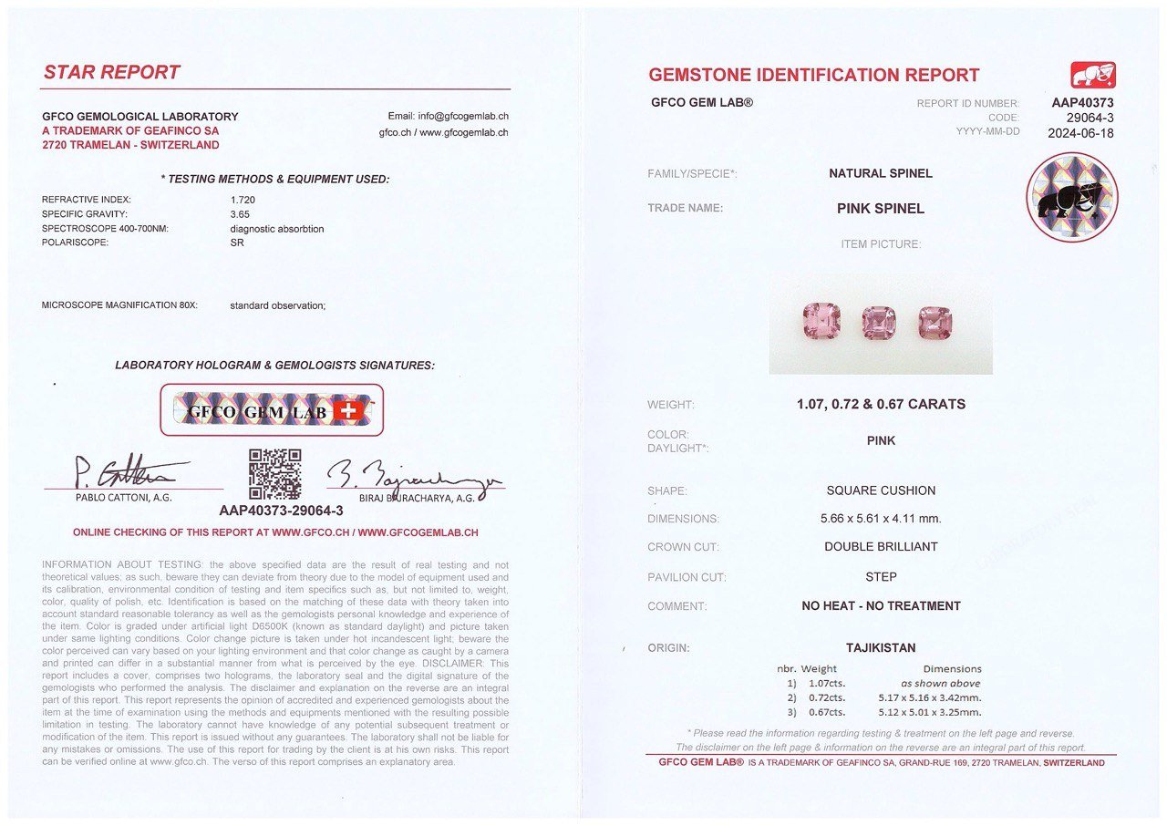 Cushion cut spinel set 1.42 carats Image №2