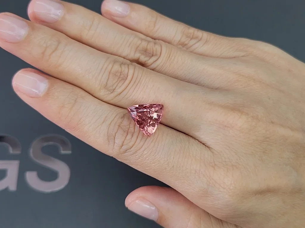 Pink orange tourmaline in trillion cut 5.80 carats, Africa Image №2