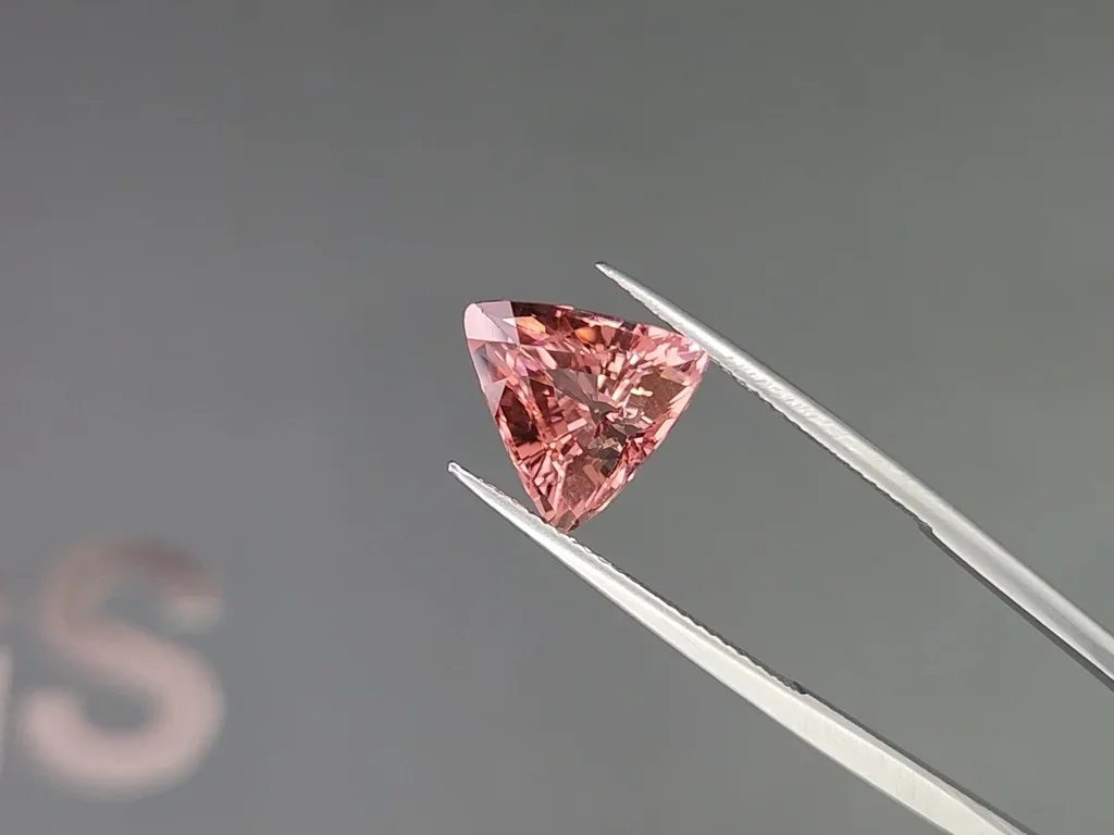 Pink orange tourmaline in trillion cut 5.80 carats, Africa Image №3