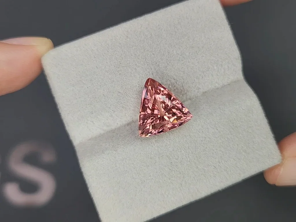 Pink orange tourmaline in trillion cut 5.80 carats, Africa Image №4
