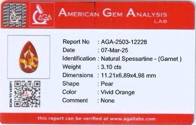 Spessartine garnet Fanta color pear shape 3.10 carats, Africa Image №6