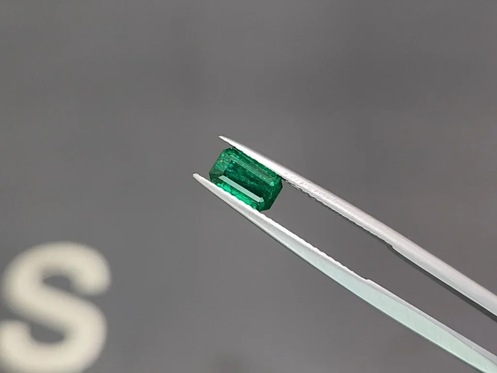 Vivid green emerald in octagon cut 0.98 carats, Panjshir Image №3