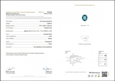 Certificate Tourmaline Vibrant  Indigolite oval cut 0.96 carats, Namibia
