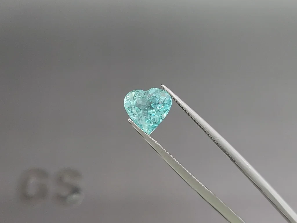 Set of tourmalines Paraiba Greenish Blue heart shape 3.71 carats, Mozambique Image №3