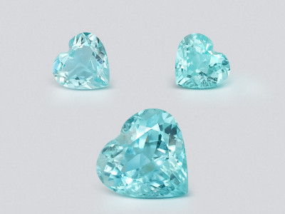 Set of tourmalines Paraiba Greenish Blue heart shape 3.71 carats, Mozambique photo