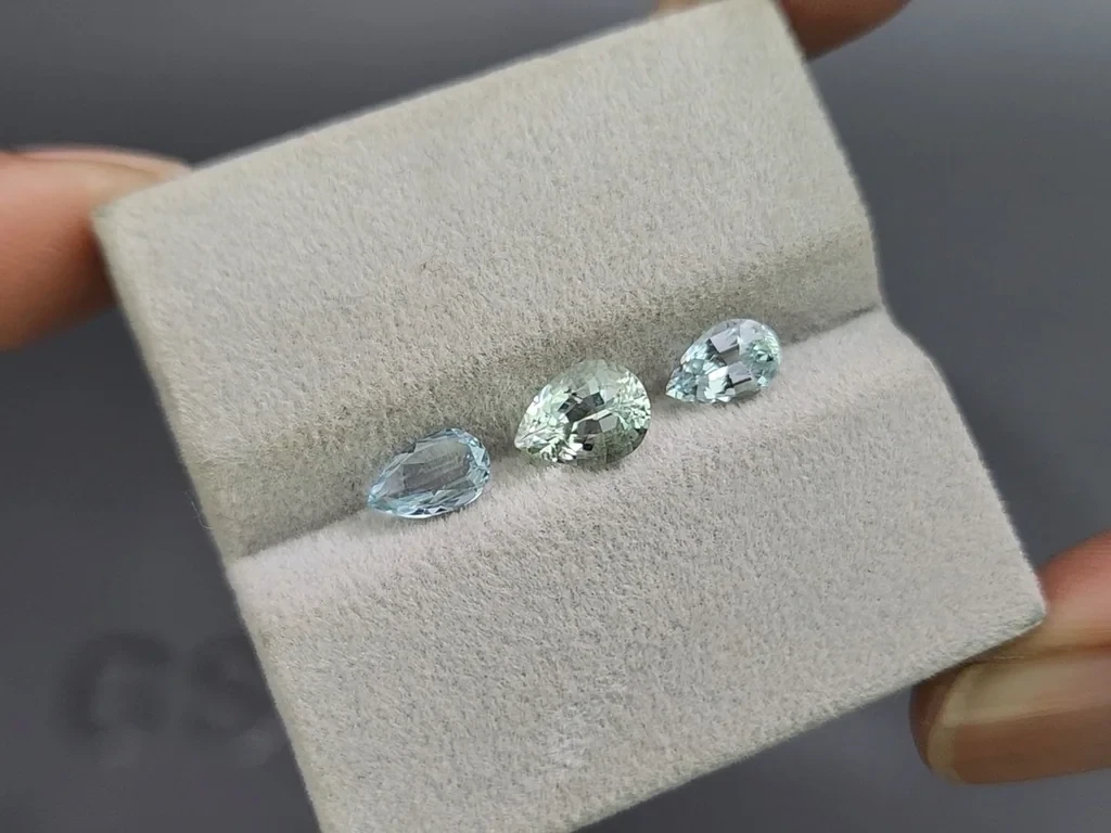 Set of aquamarines in pear cut 1.92 carats, Madagascar Image №5