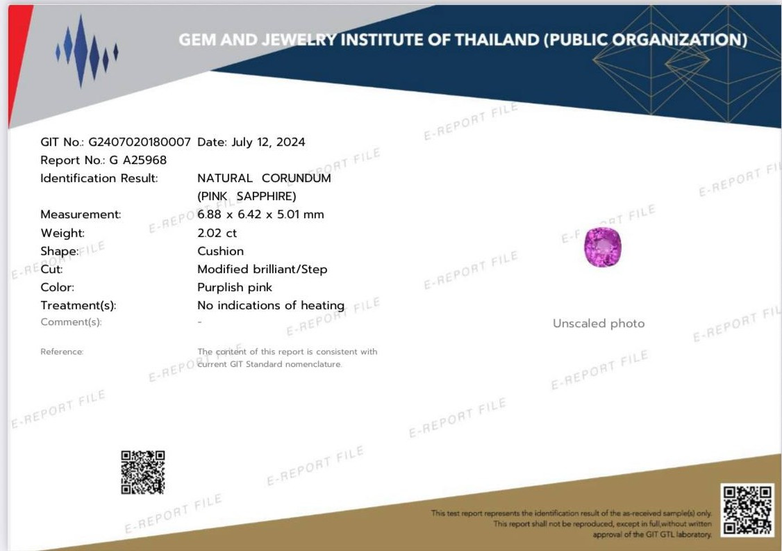 Unheated sapphire Hot Pink cushion cut 2.02 carats, Sri Lanka  Image №6