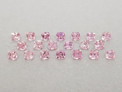 Set of 20 cushion cut pink spinels 9.56 ct, Burma photo