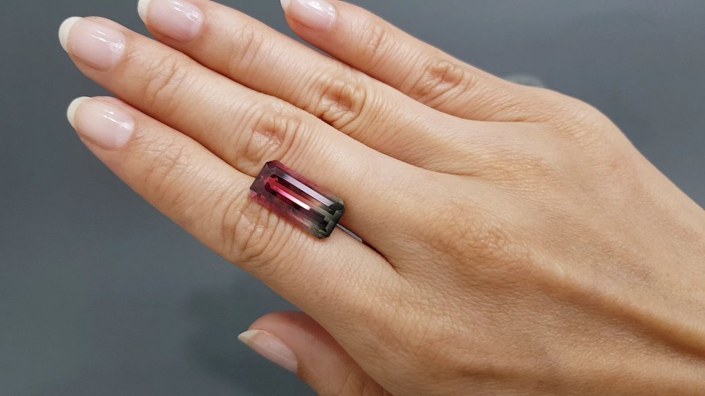 Polychrome vivid pink and gray tourmaline 9.45 ct in octagon cut, Congo Image №7