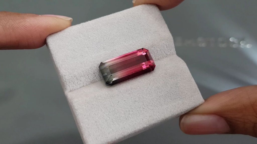 Polychrome vivid pink and gray tourmaline 9.45 ct in octagon cut, Congo Image №5