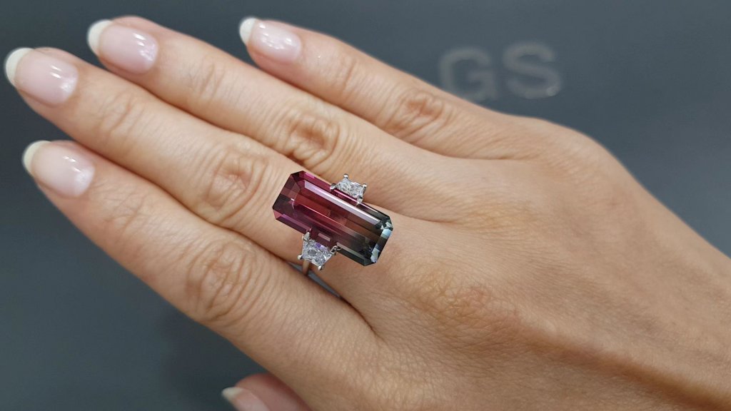 Polychrome vivid pink and gray tourmaline 9.45 ct in octagon cut, Congo Image №6
