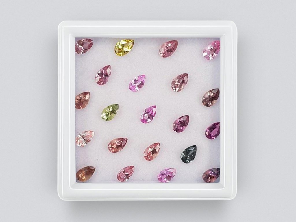 Set of calibrated sapphires 5x3 mm in pear cut 4.47 carats/21 pcs. Image №1