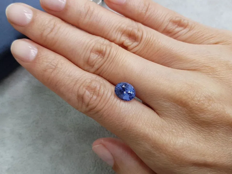 Unheated oval cut cornflower blue sapphire 3.15 ct, Sri Lanka Image №2