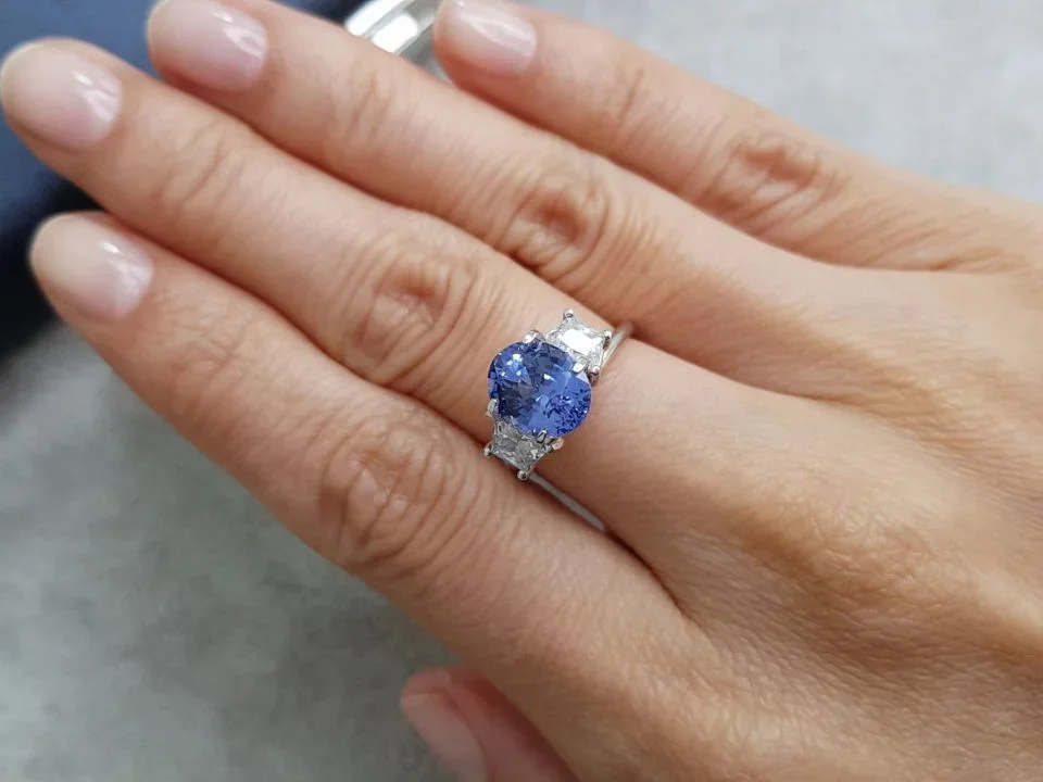 Unheated oval cut cornflower blue sapphire 3.15 ct, Sri Lanka Image №5