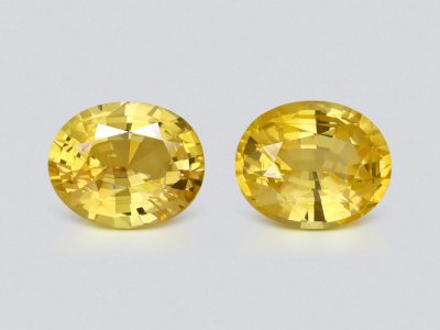 Pair of unheated yellow sapphires in oval cut 2.56 carats, Sri Lanka photo