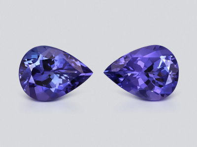 Pair of tanzanites pear cut 2.38 carats, Tanzania photo