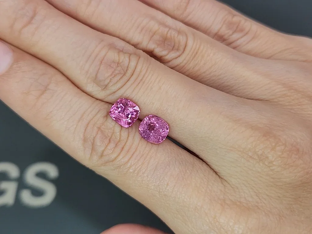 Pair of pink spinels cushion cut 3.81 carats, Vietnam Image №2
