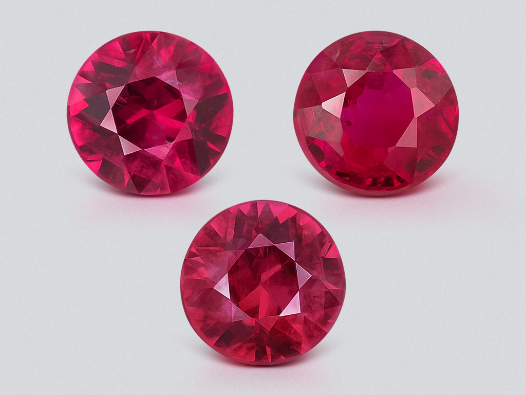 Set of rubies Pigeon Blood Red round cut 0.73 carats, Mozambique Image №1