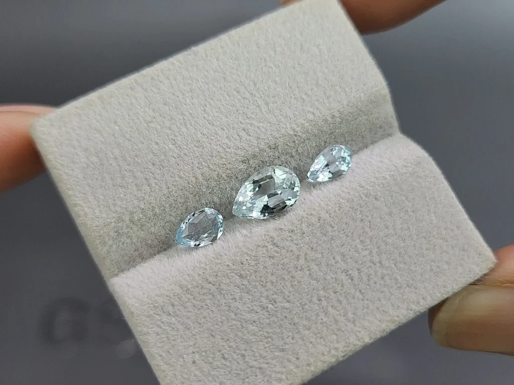 Set of aquamarines pear cut 1.84 carats, Madagascar Image №5