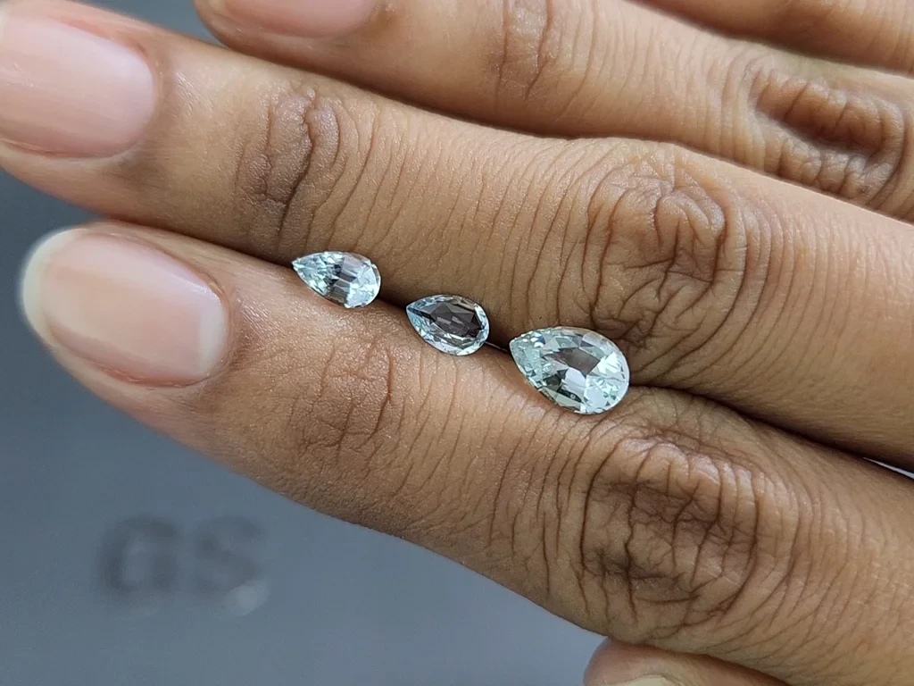 Set of aquamarines pear cut 1.84 carats, Madagascar Image №2