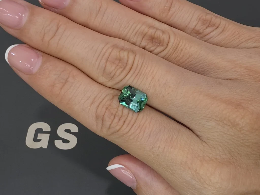 Blue green tourmaline radiant cut 2.40 carats, Africa Image №2