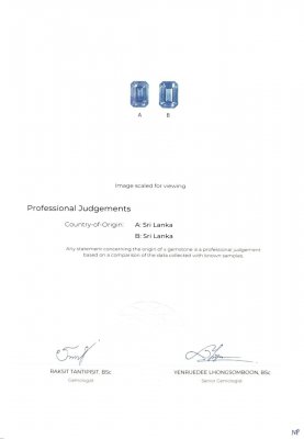 Certificate Blue sapphires are paired in the octagon cut 1.77 carat, Sri Lanka