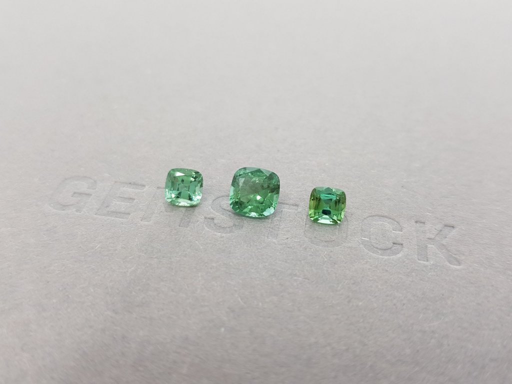 Cushion cut green tourmaline set 1.91 ct Image №3