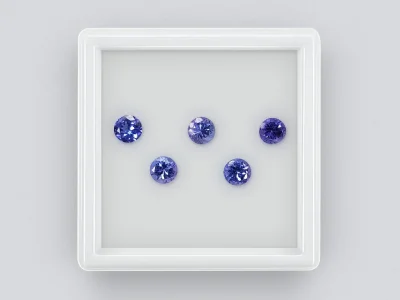 Pair of tanzanites in round cut 4 - 4.5 mm photo