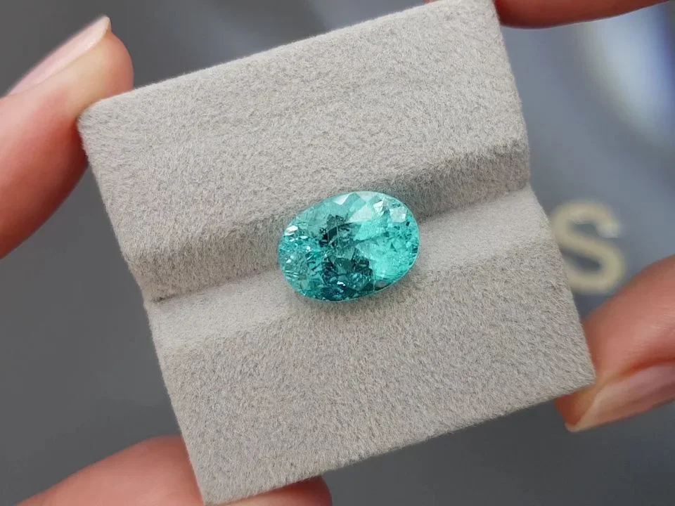 Bright blue Paraiba tourmaline 6.47 carats, oval cut, Mozambique Image №4
