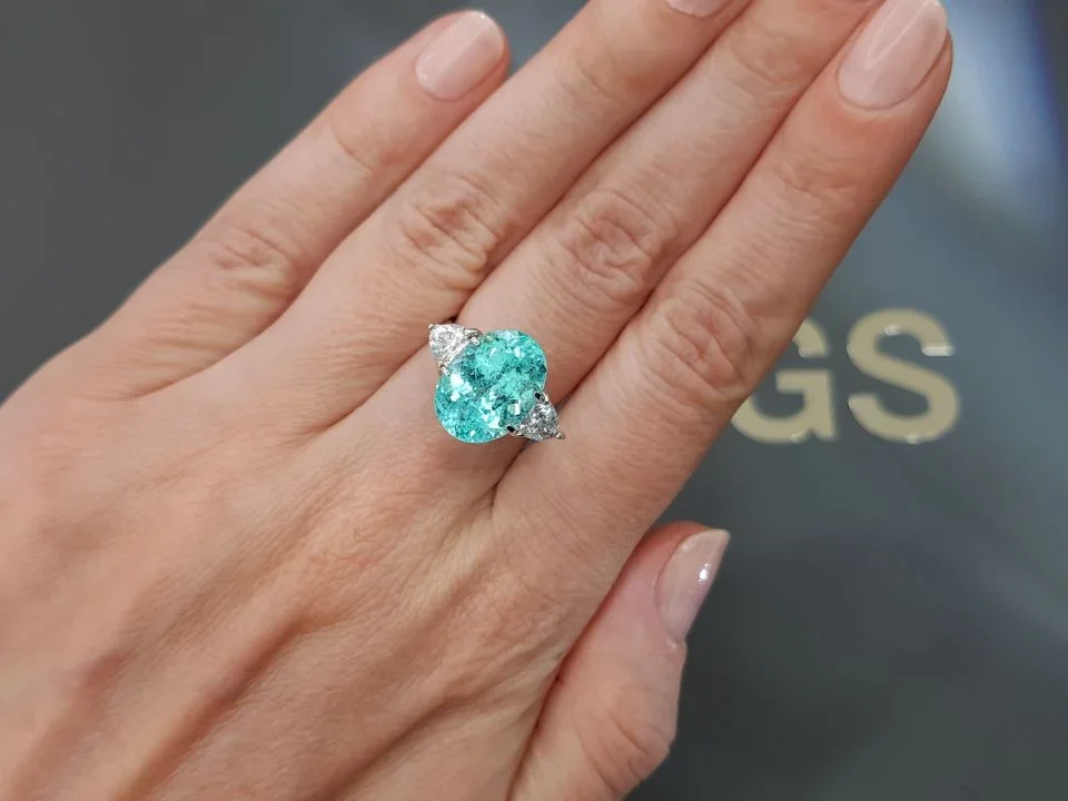 Bright blue Paraiba tourmaline 6.47 carats, oval cut, Mozambique Image №5