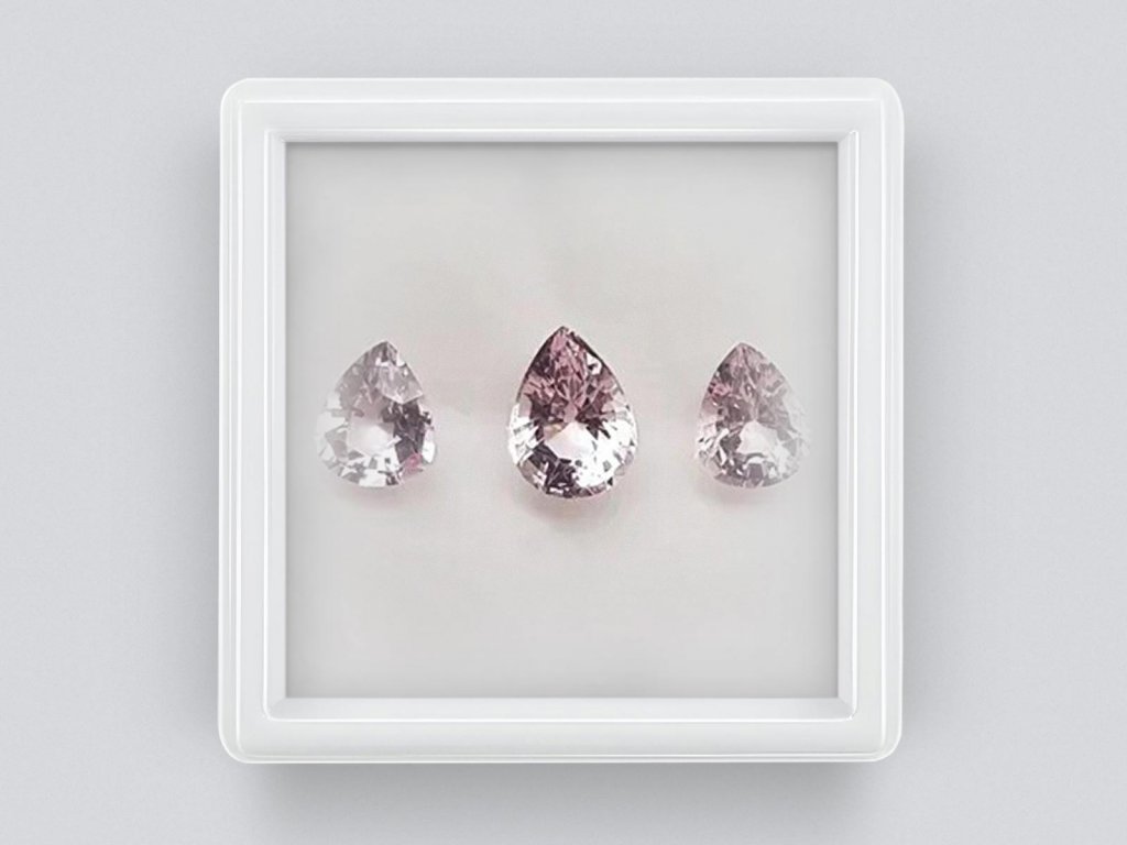 Set of African morganites in pear cut 2.63 carats Image №1