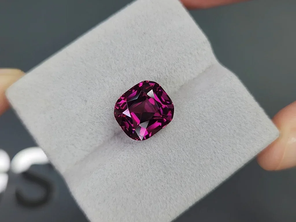 Vivid purple Umbalite garnet in cushion cut 8.43 carats, Tanzania Image №4