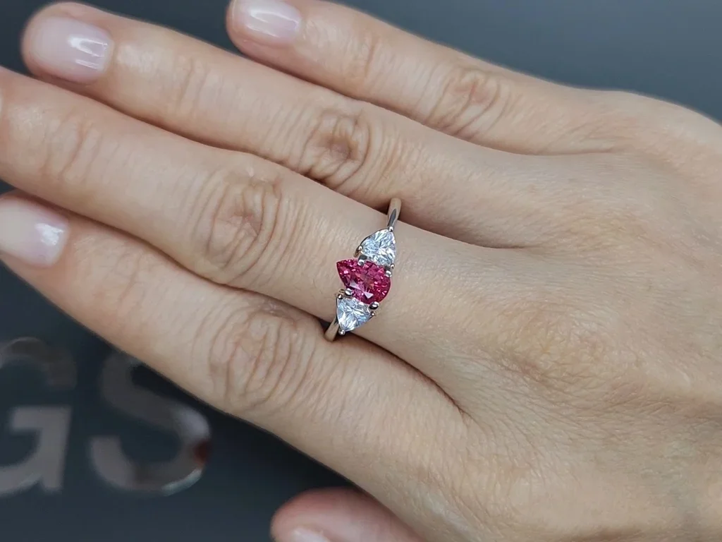 Vivid pink Mahenge spinel in pear cut 0.93 carats, Tanzania Image №5