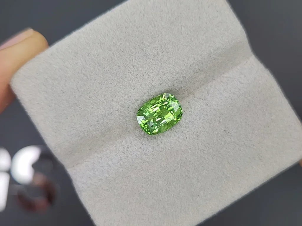 Green tsavorite garnet in cushion cut 2.10 carats, Tanzania Image №4