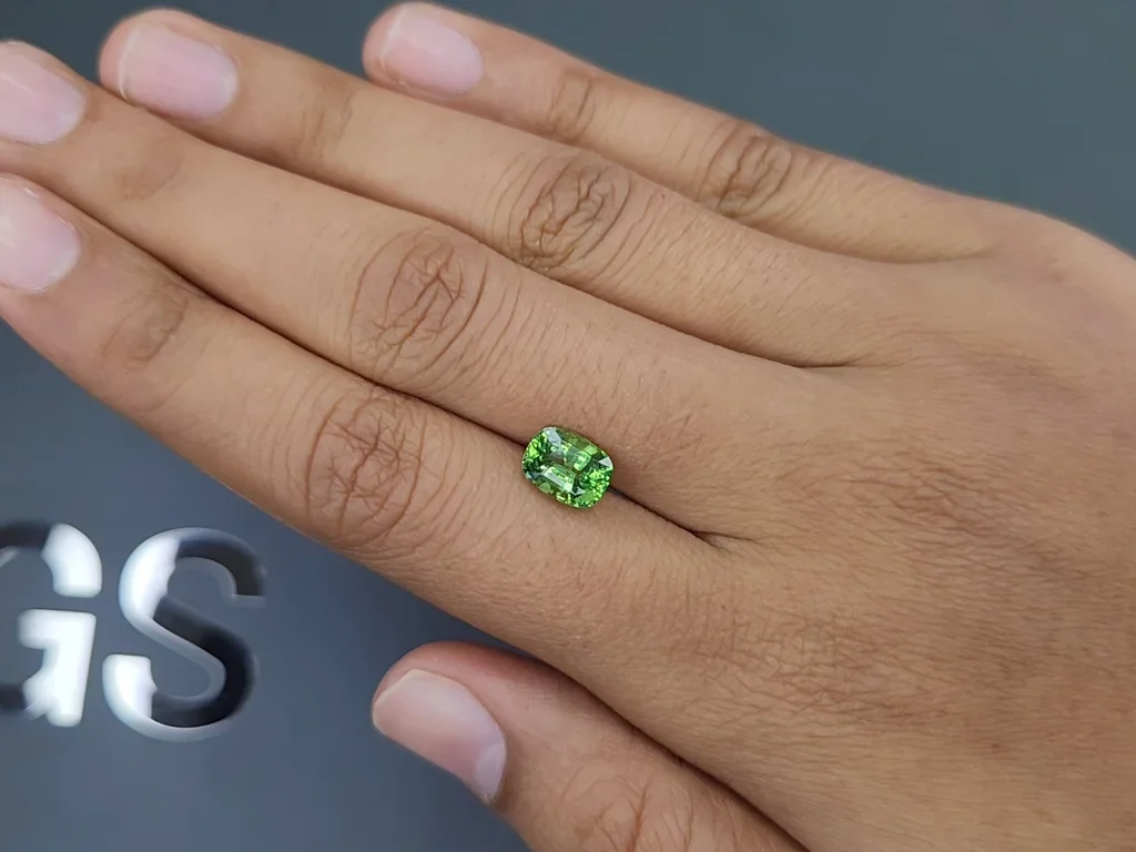 Green tsavorite garnet in cushion cut 2.10 carats, Tanzania Image №2