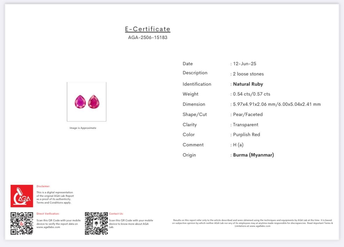 Pair of rubies  pear cut 1.11 carats, Burma Image №5