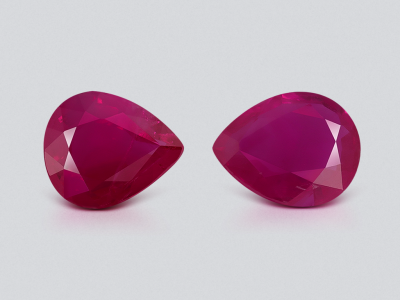 Pair of rubies  pear cut 1.11 carats, Burma photo